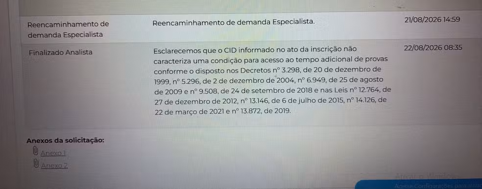 Inep nega tempo extra no Enem 2026 a candidatos com transtornos mentais mesmo após envio de laudos 1 whatsapp image 2026 08 22 at 08.51.35
