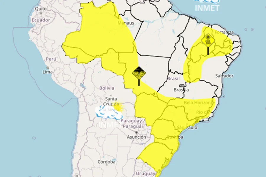 alerta amarelo preve tempestades nesta quinta feira 22