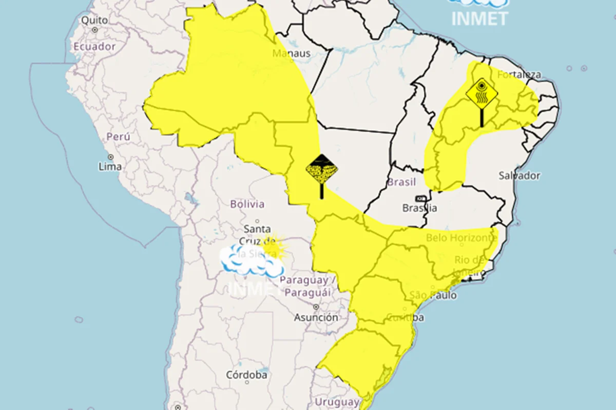 alerta amarelo preve tempestades nesta quinta feira 22
