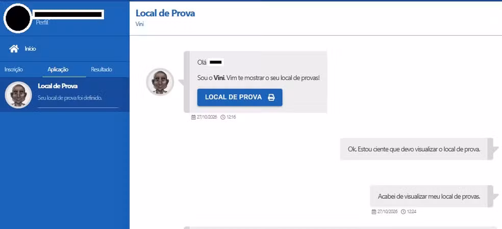 local de prova