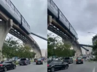 trem bate em guindaste que desaba sobre avenida